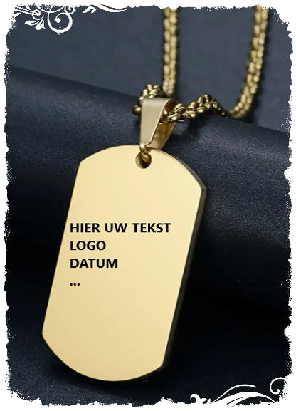 Goudkleurig naamtag. Kies je eigen tekst of symbool.
